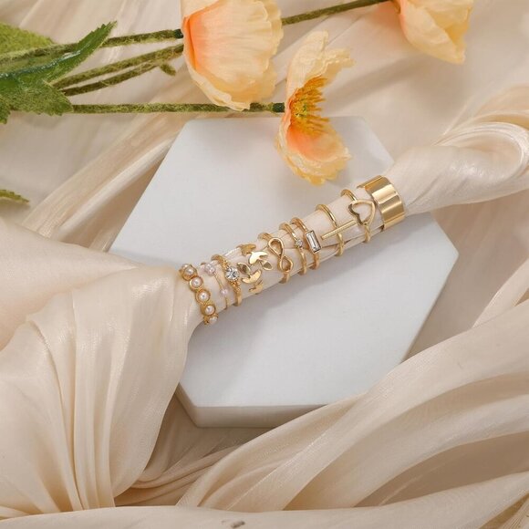 60 Pcs Gold Stackable Rings for Women, Knuckle Rings Chunky Gold Ring Set Dainty - Picture 8 of 9